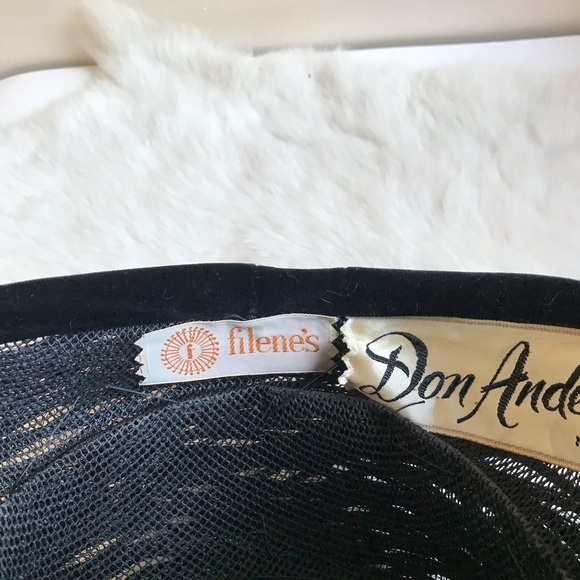 Vintage 1950s Black Bee Hive Woven Hat Velvet main image 10